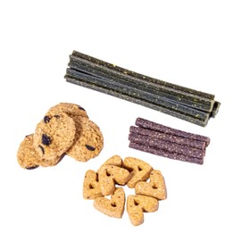 Naughty Spotty Dog Treat Box with Pawty Animal Plush Toy, USA-Made Dog Treats & Chews for Md/Lg Dogs (Peanut Butter, Bacon Cheese, Duck & Peppermint Flavors.