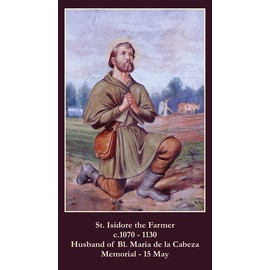 St. Isidore, patron saint of farmers prayer card (10-pack) with a Bonus Card of Jesus and the Footprints Story