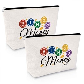 2 Pcs Bingo Lover Gifts Makeup Bag Casino Lovers Gift Bingo Game Gift Gambling Gift for Women Bingo Player Game Gift Cosmetic Bag Birthday Gift for Friends Christmas Gift for Her Cosmetic Travel Pouch