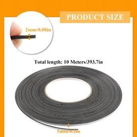 BokWin Sealing Foam Tape 5mm Wide 2mm Thick 10m/32.8ft Long, Foam Self Adhesive Tape for Sound Insulation Shock Absorption Weather Stripping Draft Seal, Doors and Windows, Black Single Sided