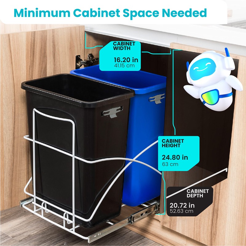 Home Zone Living 15.3 Gallon Pull Out Under Cabinet Trash