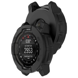 GIOPUEY Hülle Kompatibel mit Garmin Instinct 3 50mm, [2 Stück] Schutzhülle Weich TPU Silikon Schutz Case Cover - Black