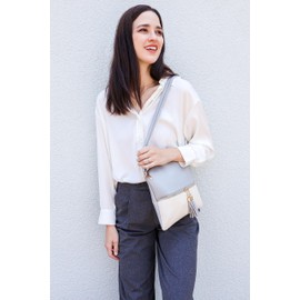 Amaze Medium Crossbody Bag for Women | Shoulder Handbags for Women with Multiple Compartments | PU Leather (Grey)