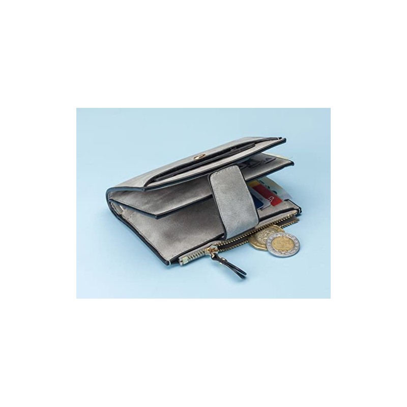 Cartera para Mujer Tipo Monedero N2347, Gris | Pequeña, Elegante,