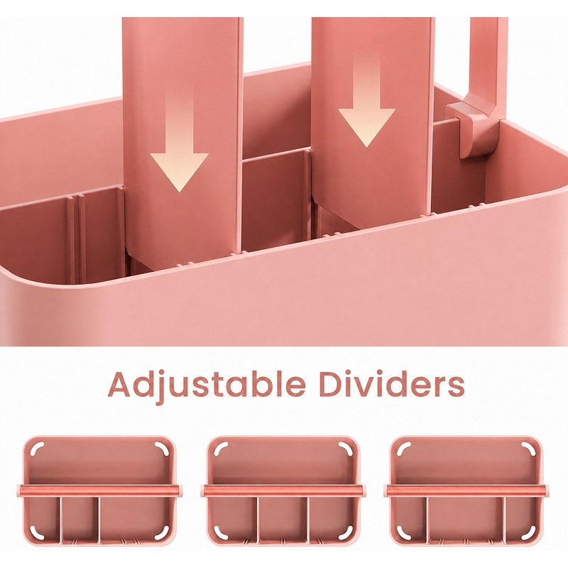 Portable Shower Caddy for Bathroom Storage – Adjustable Dividers &