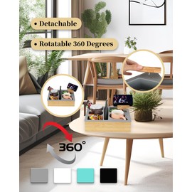 Hitseon Couch Cup Holder Tray, Handy Silicone Bamboo Couch Caddy with Rotatable Phone Holder for Bed Car Seat Organizer, Waterproof Anti-Spill Couch Drink Holder for Snacks Beverage Remote (Green)