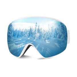 POPOACTI Ski Snowboard Goggles with Magnetic Polarized Interchangeable lens,UV Protection,for Men Women Youth (IceBlue)