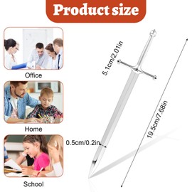 Silver Letter Opener Sword, Stainless Steel Envelope Opener Slitter, Metal Letter Opening Knife, Ergonomic Grip Handle Tool for School Office Mail Supplies 7.5 Inches