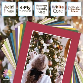 Mat Board Center, 5X7 Mix Color Mats for 4X6 Pictures - Acid Free, 4-Ply Thickness, White Core, Bevel Cut - for Pictures, Photos, Framing - Pack of 12