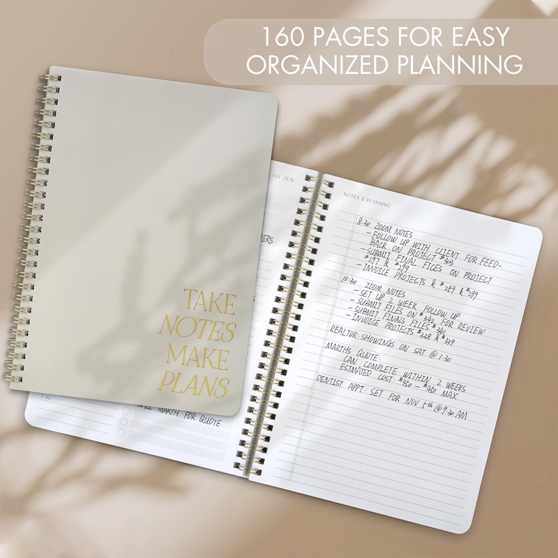 Beautiful Daily Planner And Notebook With Hourly Schedule - Aesthetic