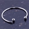 RUBYCA 5pcs Silver Tone Bangle Bracelet Screw End Ball Cuff
