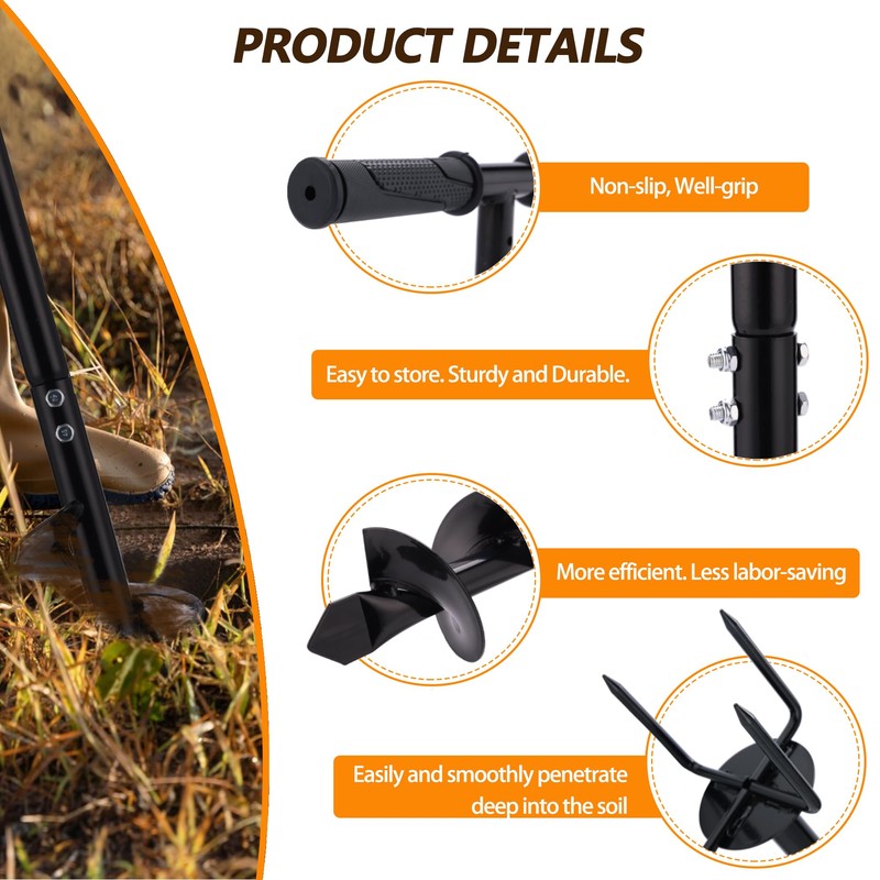 2 in 1 Hand Auger Spiral Drill for Planting, 4