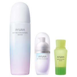 AYURA Skin Care & Bath Set, Rhythm Concentrate α, 1.4 fl oz (40 ml), Beauty Serum, 10.8 fl oz (300 ml), 10.1 fl oz (300 ml), Meditation Bath t(J), 1.7 fl oz (50 ml) (Bath Cosmetics)
