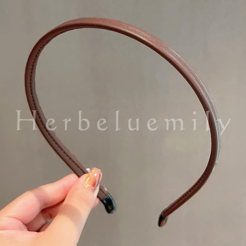 Herbeluemily Headband with Faux Leather, Fine Point, Stylish, Adult, Simple,