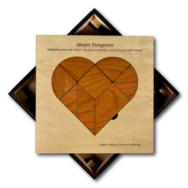 Heart Tangram Puzzle - Premium Model - Create the heart and 59 other shapes with 9 pieces!
