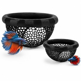 2 PCS Floating Betta Hammock, Shrimp Feeder, Small Fish Feeding Rings, Safe Resting Spot for Betta, Shrimp and Small Fish, Aquarium Hiding Decorative Accessories (Black)