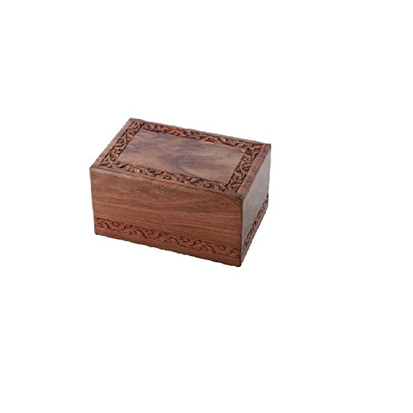 Solid Rosewood Border Engraving Handcarved Cremation Urn - Small, Wooden Urn …