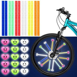 Silkwish Spoke Reflectors Bicycle Children, Spoke Reflectors Set, Reflectors Bicycle Spokes, Colourful Spoke Reflectors, Heart Bicycle Reflectors, 360° Visibility, Cat Eyes