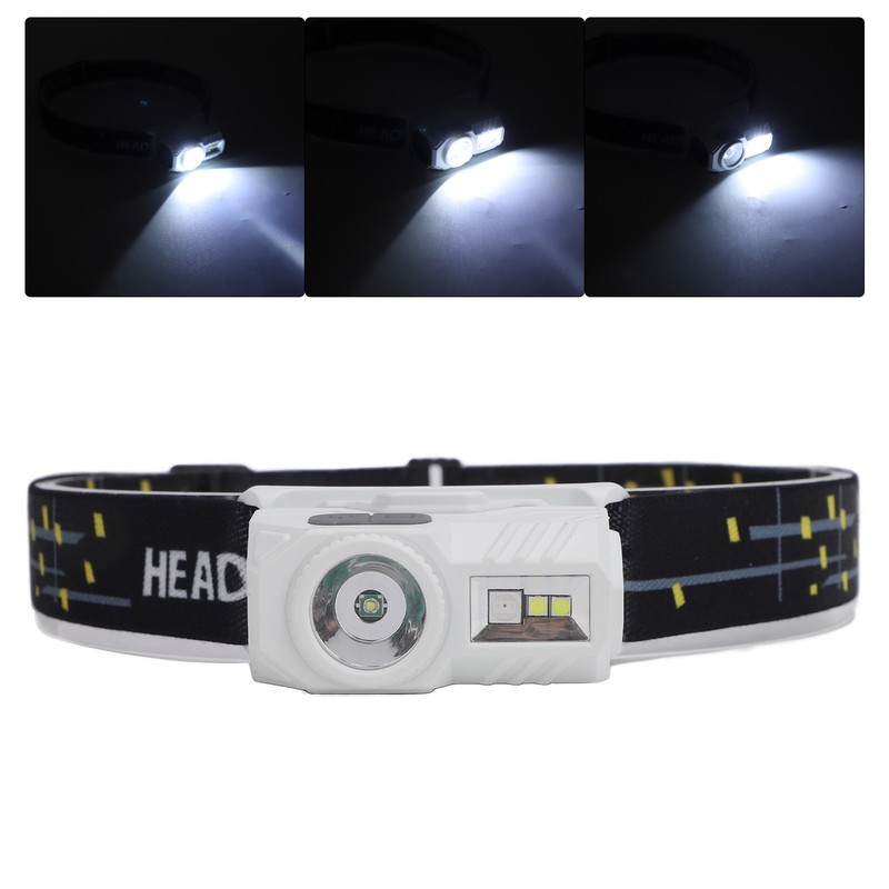 Bright LED Rechargeable Headlight USB Charging Sensing Hiking Head Lamp
