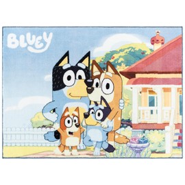 Gertmenian Bluey Indoor Area Rug - 3x5 Small, Non-Slip, Ideal for Children in Bedroom, Game Room, Classroom, Nursery or Play Area - Bluey Family, Blue/White, 28023