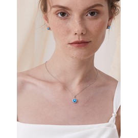 ChicSilver Created December Birthstone Necklace Love Heart Necklace Blue tanzanite necklace for Women Sterling Silver