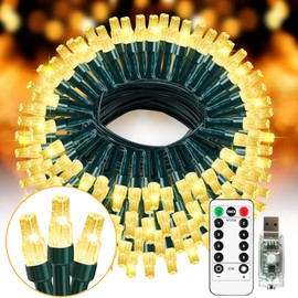 Elavika 40ft Christmas Lights USB Powered with Remote, 120 LEDs String Lights for Car Golf Cart, Hanging Fairy Lights for Bedroom Xmas Tree Wreath Classroom Indoor Decor, Warm White