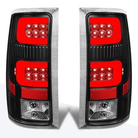 PM PERFORMOTOR C-Shape 3D LED Tail Lights Brake Lamps Assembly Compatible with 07-14 GMC Sierra,Black Housing/Clear Lens