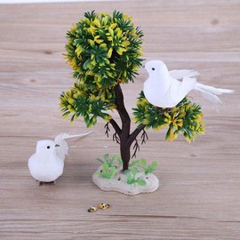 POFET 2pcs Artificial Foam Feather White Birds Decorative Fake Doves Pigeon Bird for DIY Craft Home Ornaments Garden Wedding Décor