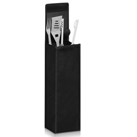 Amylove Grill Storage Bag BBQ Tool Storage Black Container for Utensils Waterproof Oxford Cloth Grill Tool Holder Foldable BBQ Utensil Holder with Handle for Camping Hiking(1 Pcs)