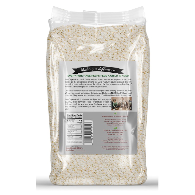Jiva Organic Idli Rice 10 Pound Bag - Non-GMO, USDA