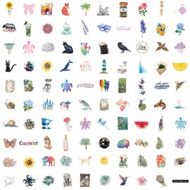 100PCS Cute Wind Watercolor Stickers for Adults Teens Girls and Kids,Aesthetic Waterproof Decals for Water Bottle Journal Laptop Phone Computer Scrapbook Luggage Skateboard Helmet Motorcycle Bike