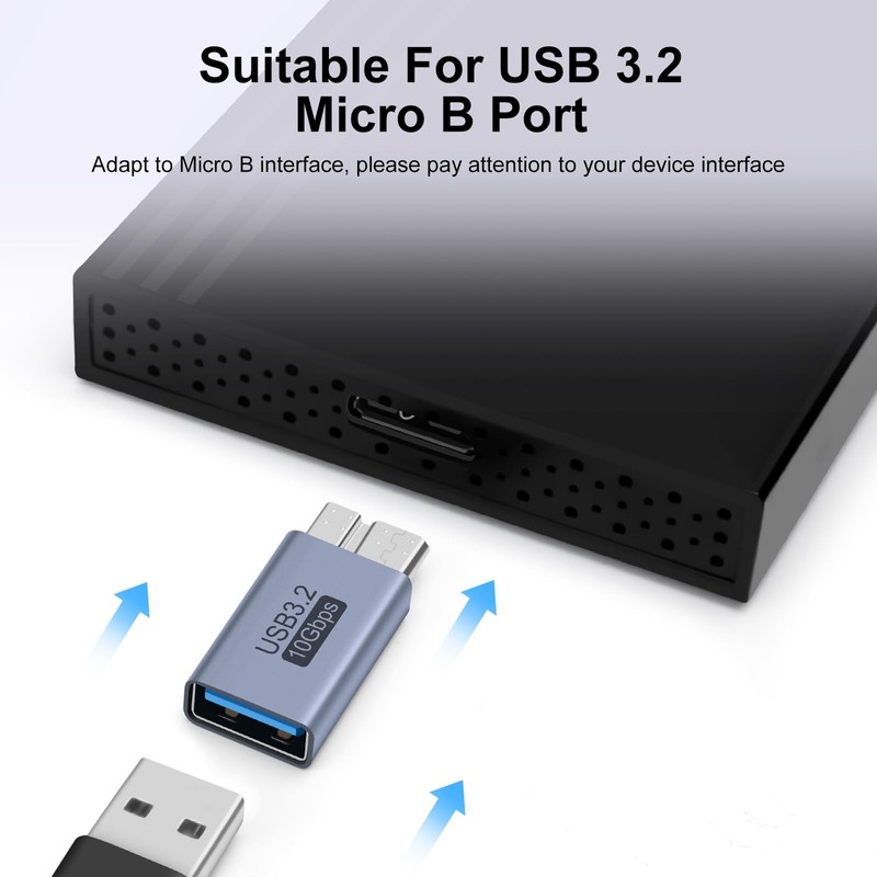 Seminer Micro B Male to USB Female Adapter(2 Pack), Micro