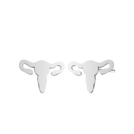 Mini Uterus Shape Stud Earrings Anatomic Organ Earrings Women Earrings Gift Biology Uterus Ear Stud Nursing Gift for Doctors Nurses (silver)