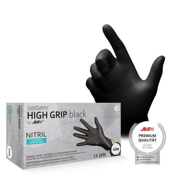 AMPri SolidSafety: High Grip Nitrile Disposable Gloves - Pack of