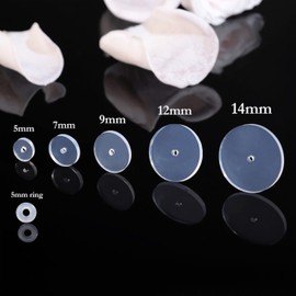 50Pcs Silicone Earring Backs Stopper for Piercings, Clear Discs Stabilizer Pads for Healing Non Pull Piercing Discs, 14mm Earlobe Support Patches (14mm)