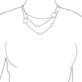 Bling Jewelry Black Clover Flower Long Gold Plated Brass Station Tin Cup Chain Wrap Layer Necklace for Women 42 Inch