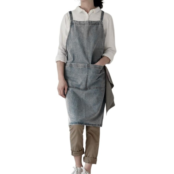 Denim Aprons, Simple Style Cotton Long Unisex Adjustable Tie Up