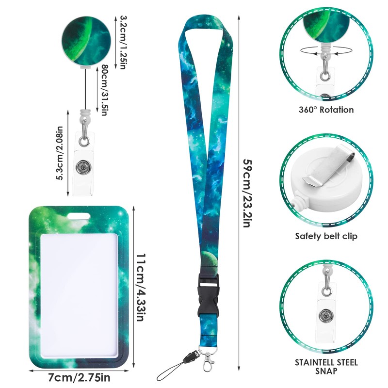 cobee Badge Holder with Lanyard, Retractable Starry Sky ID Card