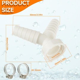 HUAREW Washing Machine Drain Adapter, Double Connection for Washing Machine, 1 Inch Y-Adapter for Dishwasher and Angle Washing Machine with Input Connection of 19-24 mm and Outlet DN 25 Pipe