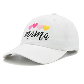 Mama Hat for Women, Mom Gifts for Mothers Day, New Mom with Heart Embroidered Baseball Cap White