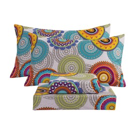 Bedlifes King Sheet Sets Ultra Soft Breathable Silky Bed Sheets Deep Pocket 100% Microfiber Bedding Sheets 4 Piece King Size Mandala Patterned