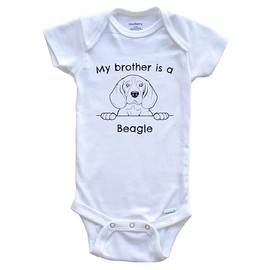 My Brother is A Beagle Cute Dog Breed One Piece Baby Bodysuit, 3-6 Months White