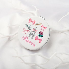 CMNIM Paris Gifts Paris Eiffel Tower Bow Coquette Gifts Paris Coquette Girly Compact Mirror French Travel Souvenir Gifts (Paris Mirror)