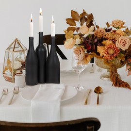 Cornucopia Brands Black Wine Bottles w/Corks (Set of 3); Black Matte Coated Glass Wine Bottles Various Sizes for Decor and Homemade Wine