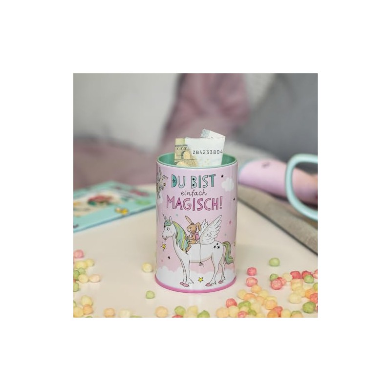 GRUSS & CO Money Box Unicorn Motif, Metal Tin with