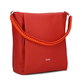 Damen Shopper Yuna YU120 elegante Schultertasche 7 Liter geflochtener Schultergurt, hochwertiges Kunstleder inkl. langem Schultergurt als Umhängetasche zu tragen + Schlüsselband (red)