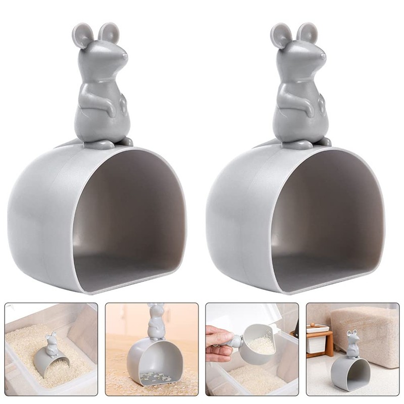 Tomaibaby 2pcs Plastic Measuring Scoops Mouse Shaped Kitchen Rice Scoops
