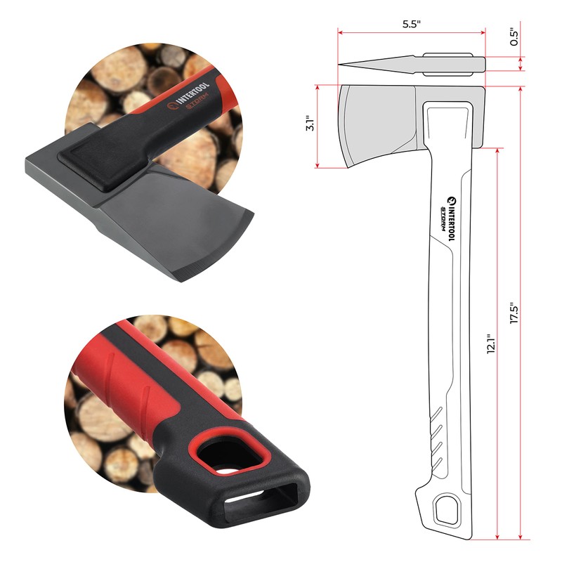 INTERTOOL 18” Adventure Axe, Long Camp Hatchet, Splitting, Chopping, Felling,
