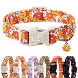 Babole Pet Fall Dog Collar Cute Autumn Daisy Puppy Collar - Light Comfortable Adjustable Pet Collars for Small Medium Large Girl Boy Dogs S