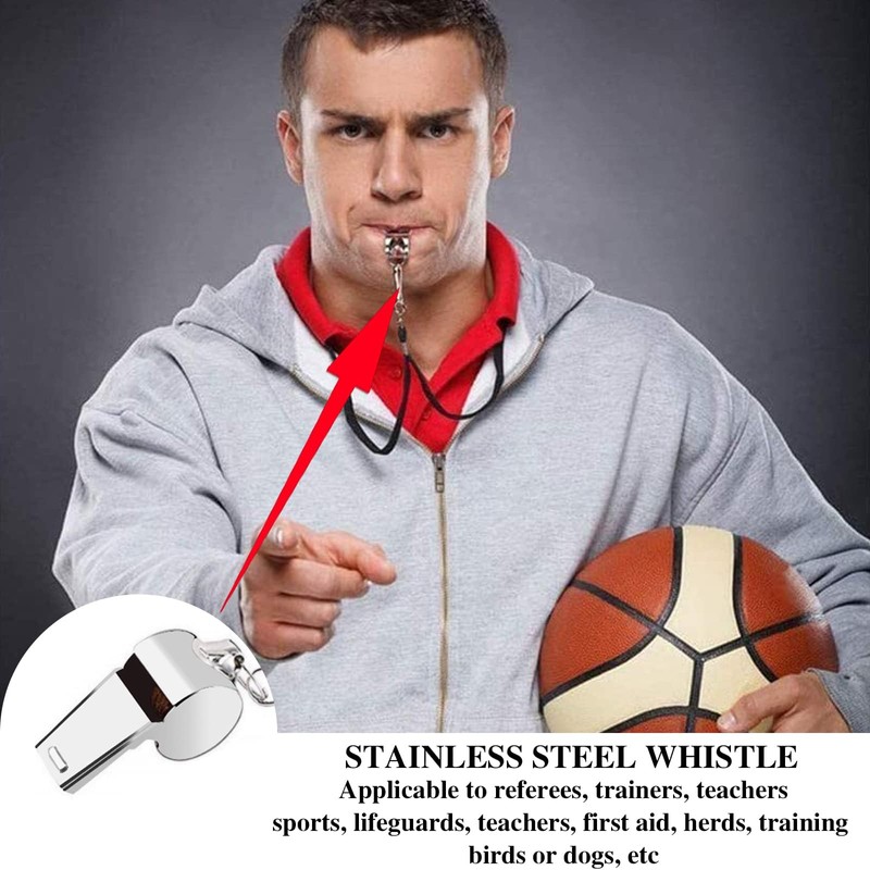 Txeouse Stainless Steel Whistles Pack of 10 Metal Whistle with